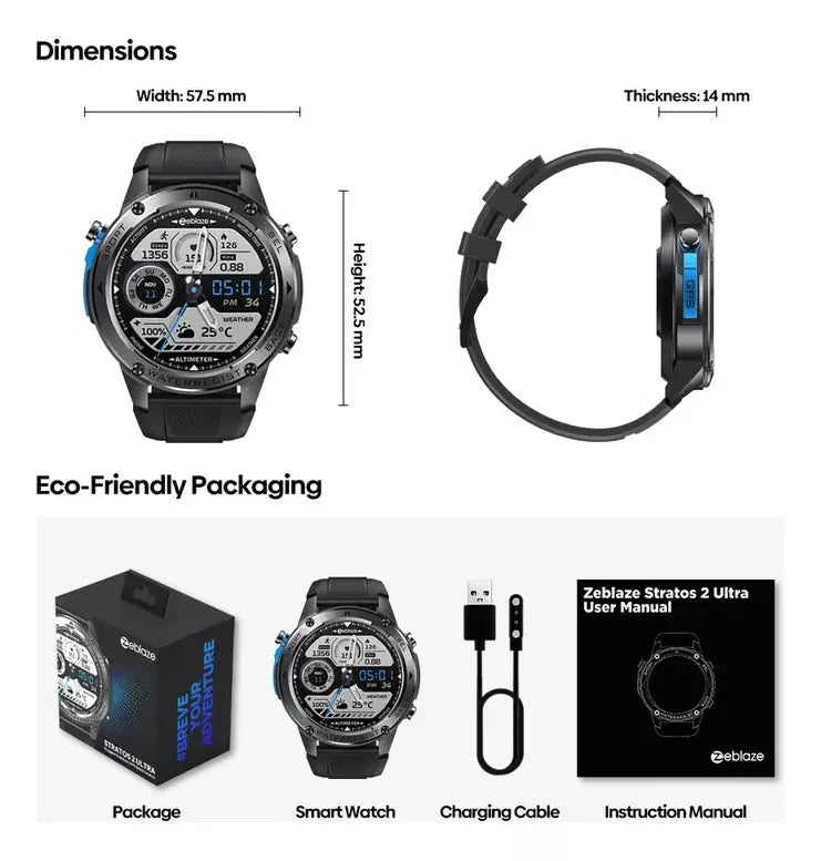 Zeblaze Stratos-2 Ultra Smartwatch - VitaTech
